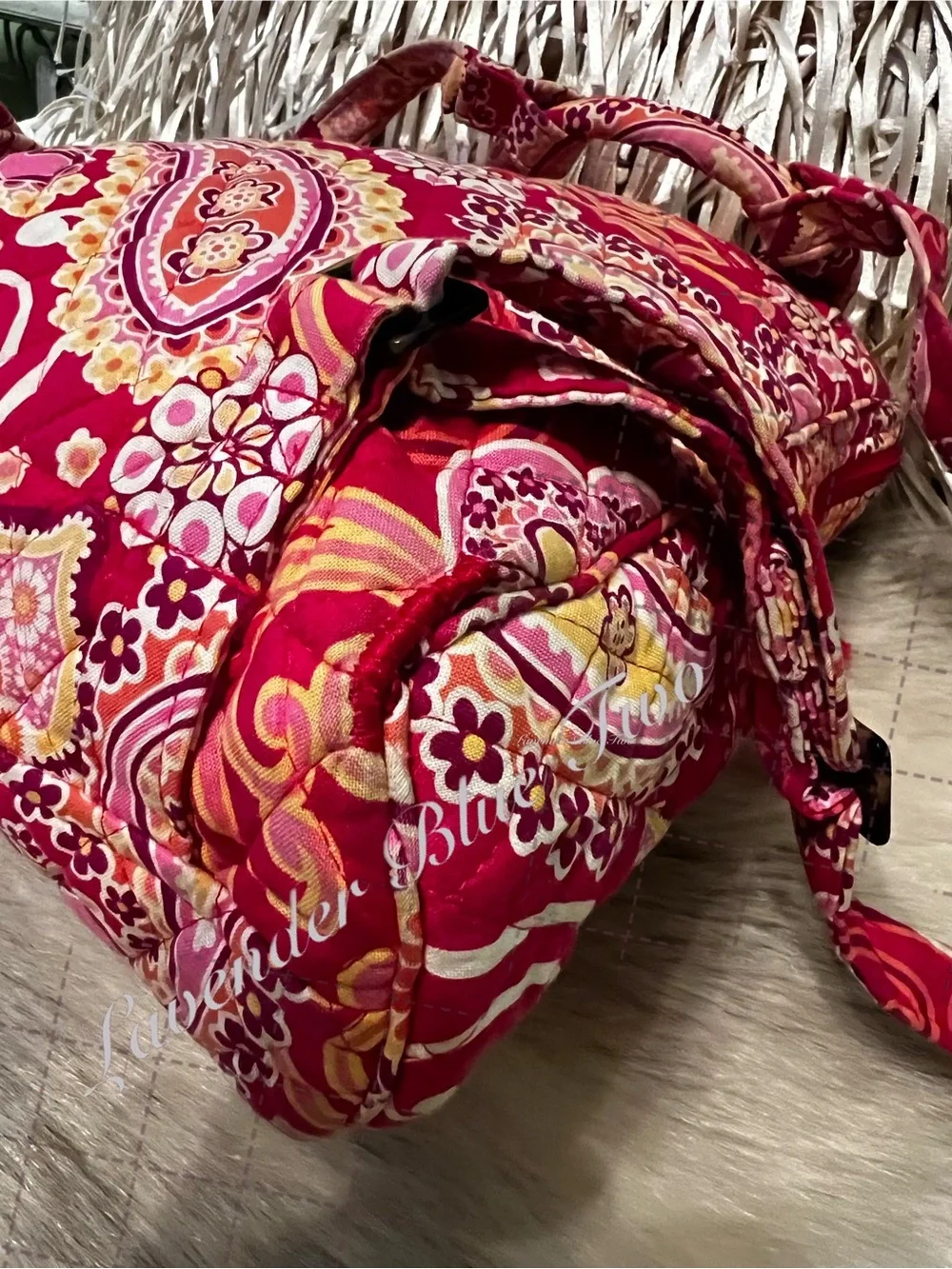VERA BRADLEY Raspberry Fizz 2008 Zip Front Mini Backpack USA Zip Close Red Pink